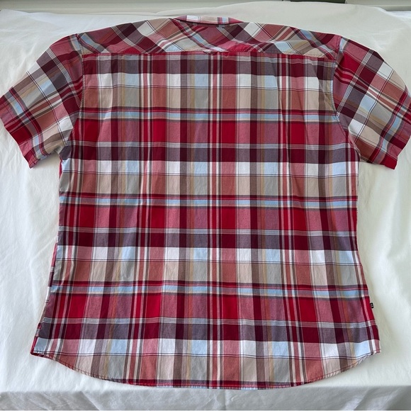 Ablanche Big & Tall 6XL Shirt Mens Button Up Retro Plaid Red Grey Short Sleeves - Picture 2 of 8